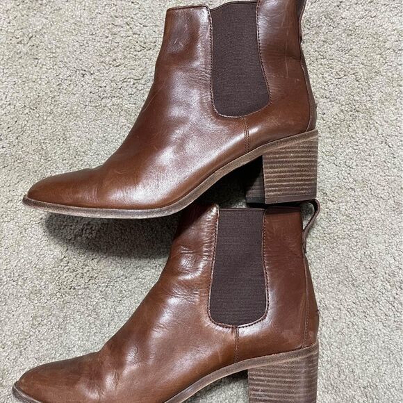 Madewell The Frankie Chelsea Brown Leather Heeled Booties size 11 - Picture 3 of 8